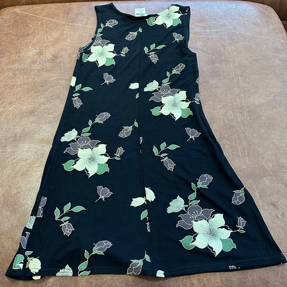 VINTAGE! Jalate Tank Dress, Black Floral, Women's Me - Picture 2 of 7